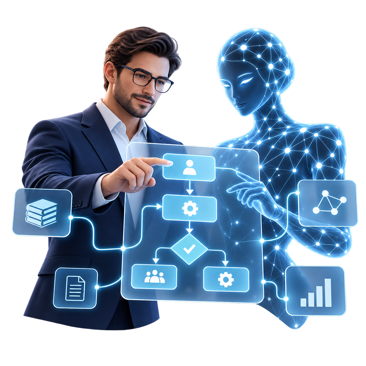 Profesional trabajando con inteligencia artificial