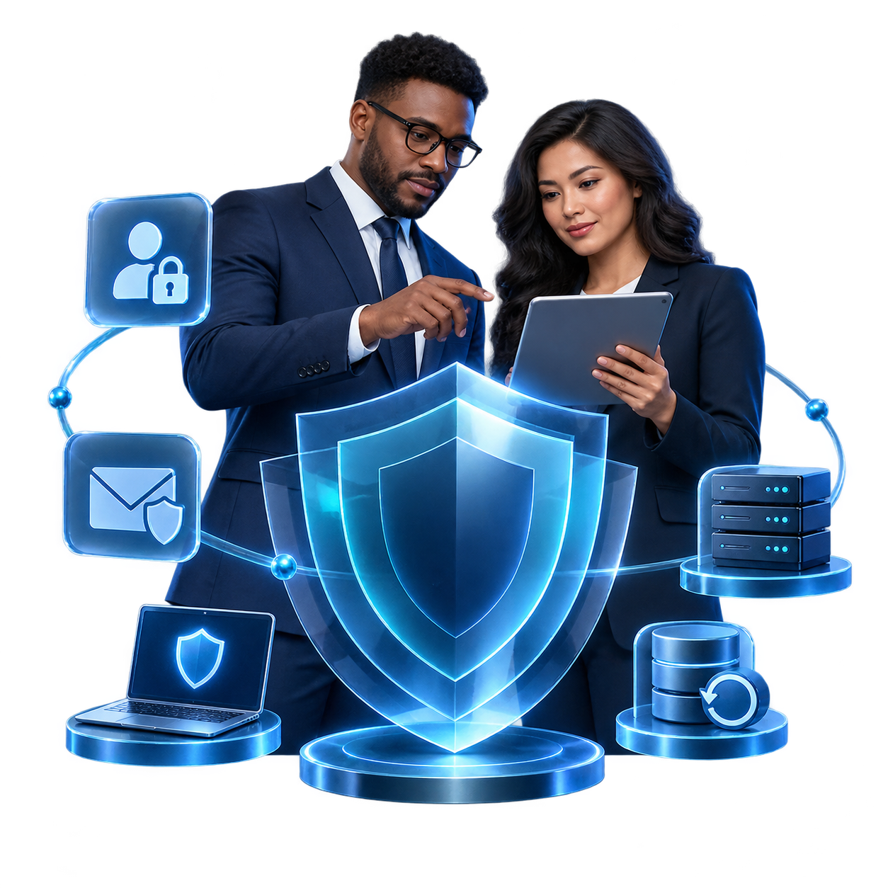 Profesionales trabajando en seguridad por capas